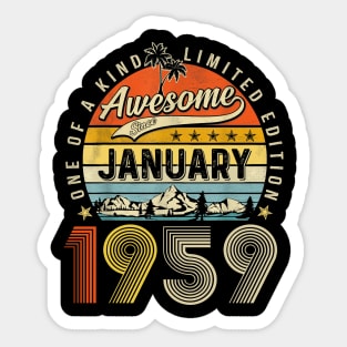 Awesome Since January 1959 Vintage 64th Birthday Sticker